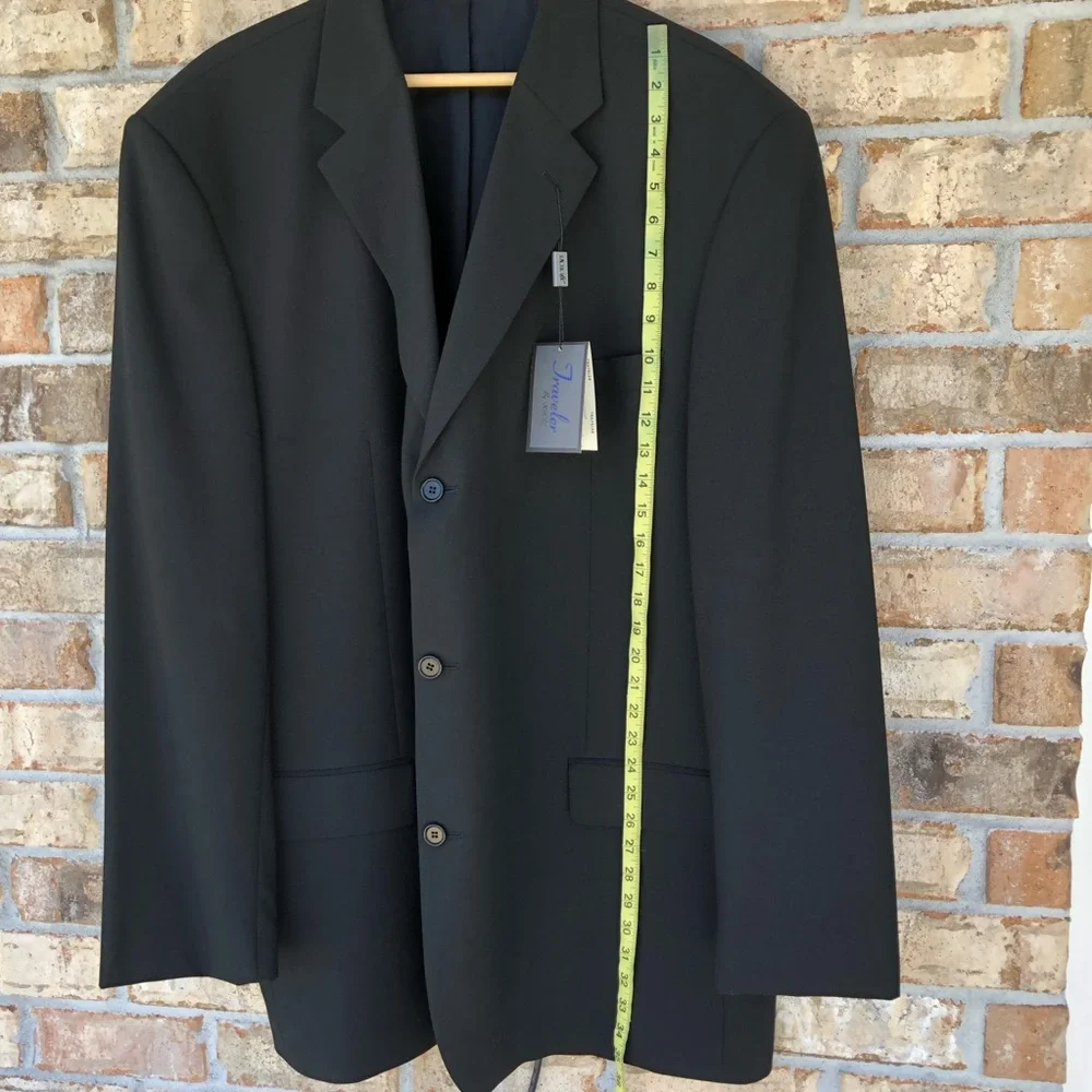 Traveler by Lacrosse Wool Lycra Wrinkle Resistance‎ Black Jacket Blazer 52 XL
